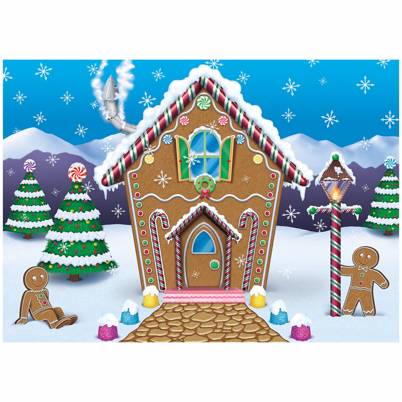Beistle 5Feet x 7Feet Gingerbread House Fabric Backdrop - 6 Pack